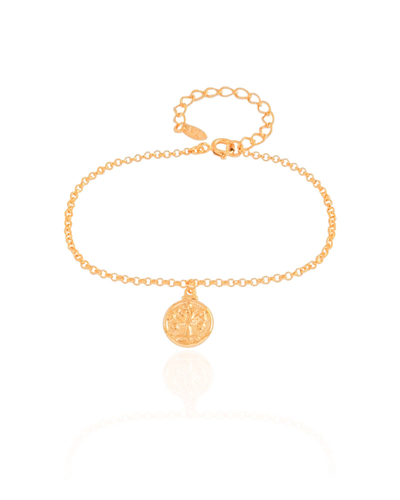 Pulseira Elos Portugueses Árvore da Vida Banhado a Ouro 18K