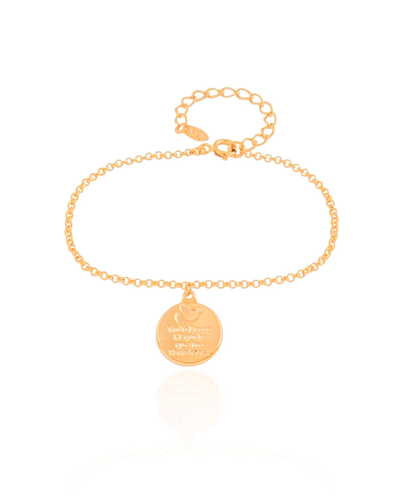 Pulseira Tudo Posso Naquele Que Me Fortalece Banhado a Ouro 18K