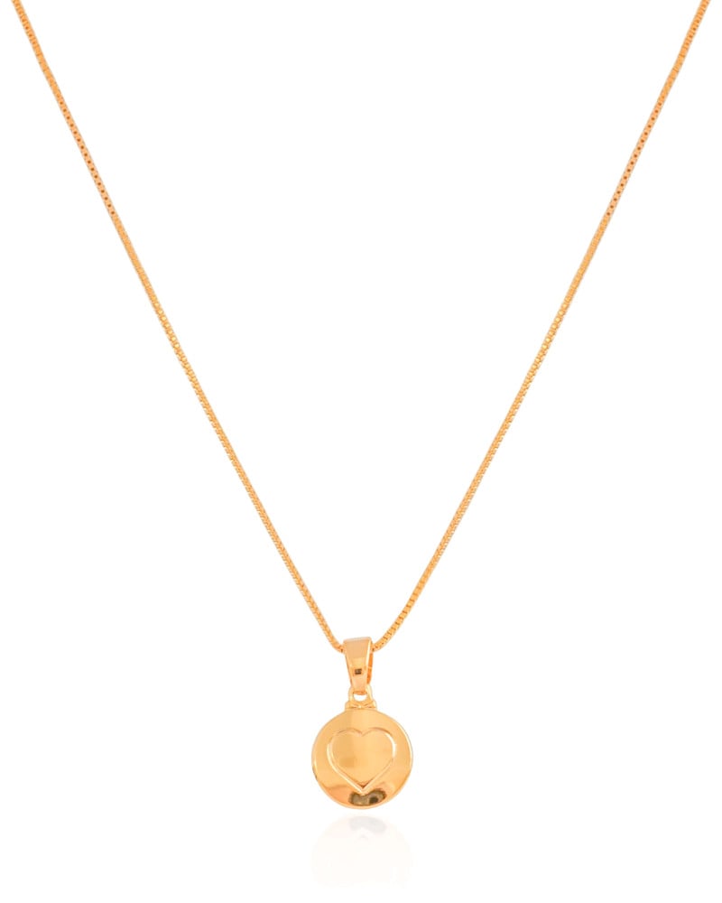 Gargantilha Veneziana Coração Liso Banhado a Ouro 18K - 45 cm
