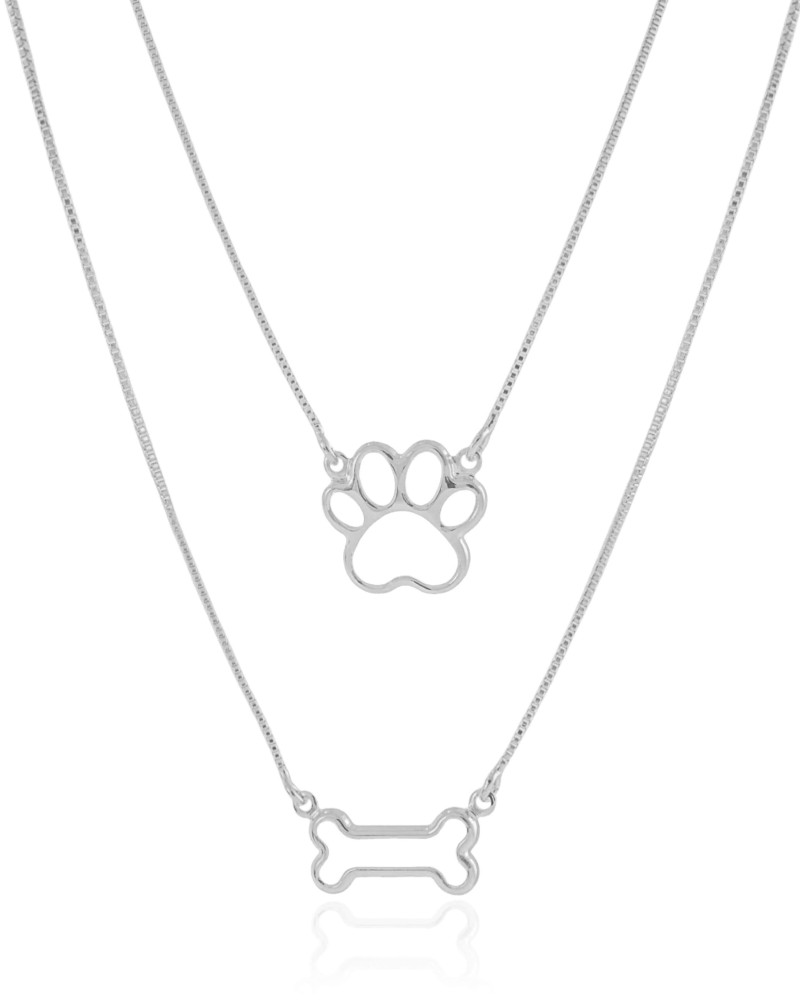 Gargantilha Veneziana Dupla Pet Ródio Branco