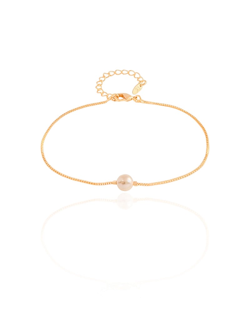 Pulseira Veneziana Pérola 6 mm Banhado a Ouro 18K
