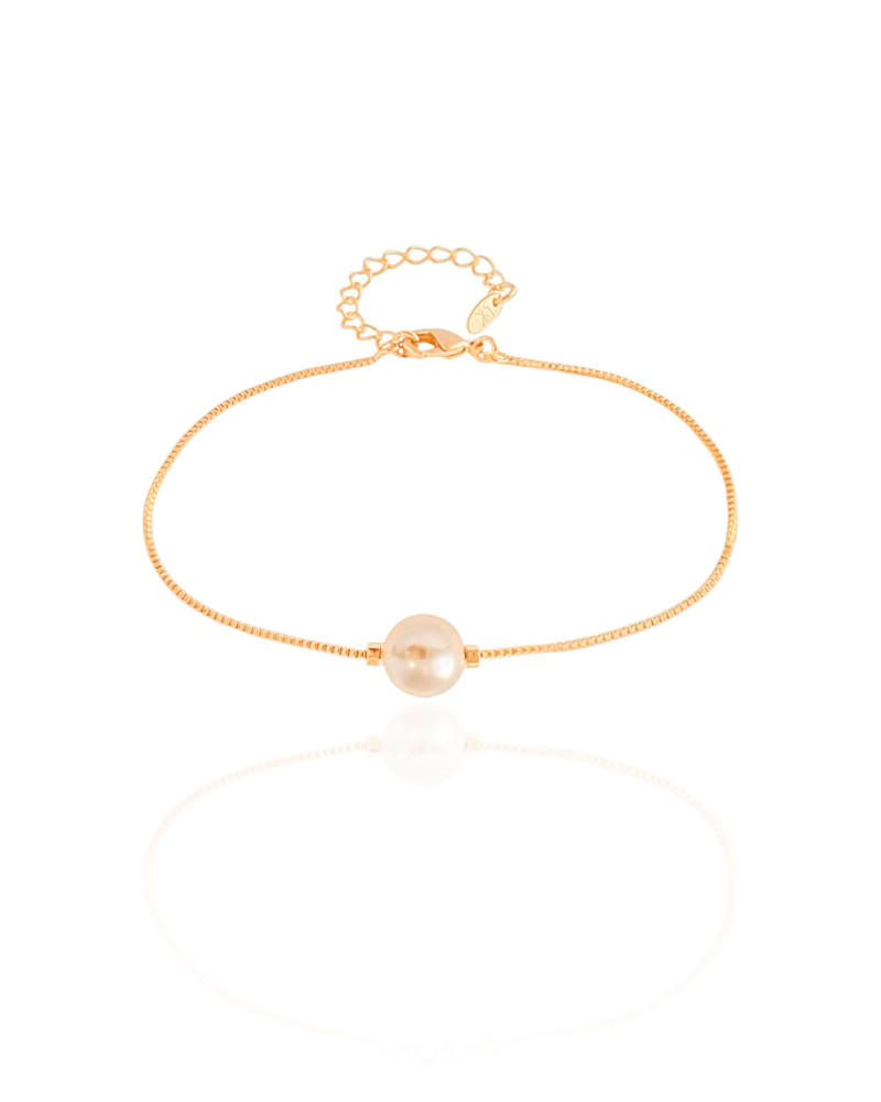 Pulseira Veneziana Pérola 8 mm Banhado a Ouro 18K