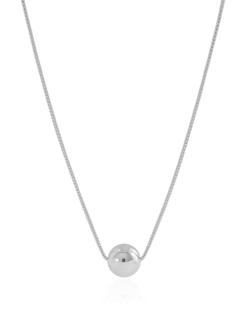 Gargantilha Veneziana Bola Lisa 10 mm Ródio Branco - 45 cm