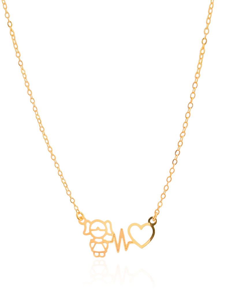 Gargantilha Elos Batimento Filho Menina Banhado a Ouro 18K - 50 cm