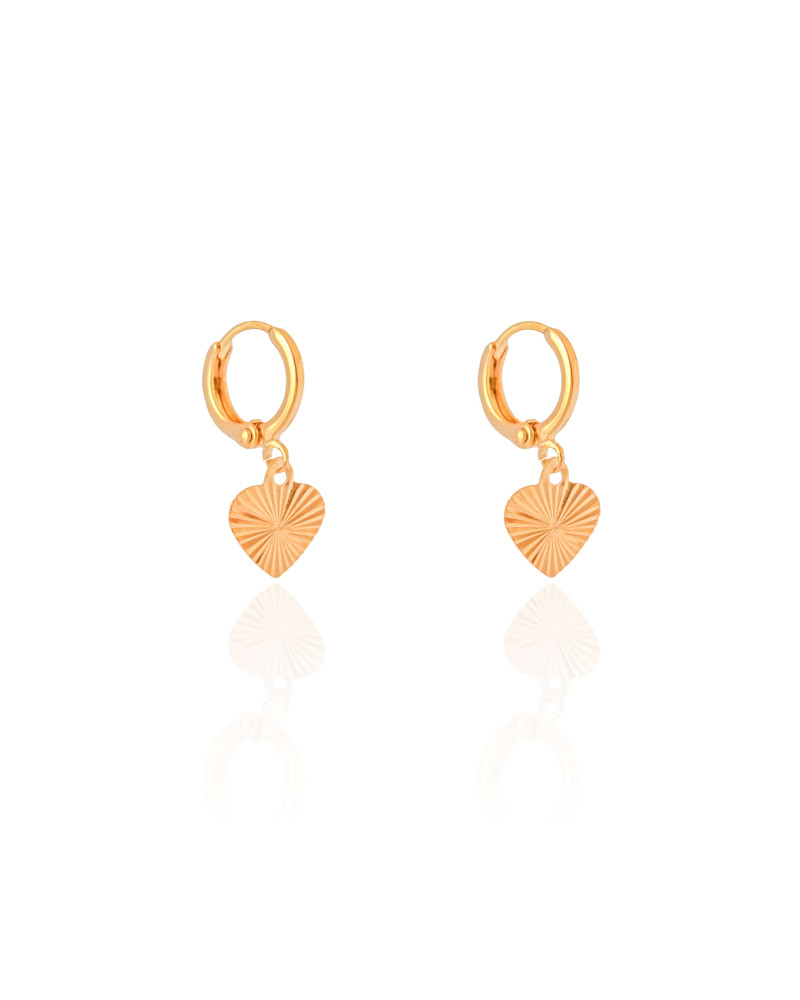 Brinco Argola Coração Texturizado 2.3 cm Banhado a Ouro 18K