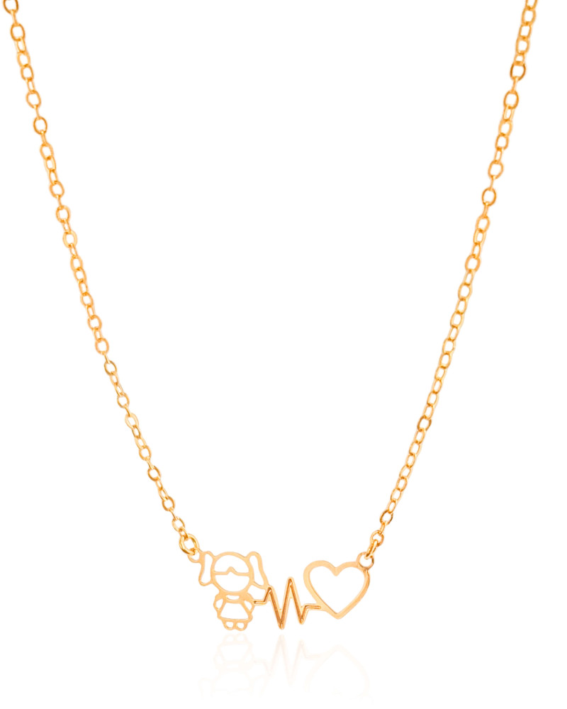Gargantilha Elos Batimentos FIlho Menina Banhado a Ouro 18K - 40 cm