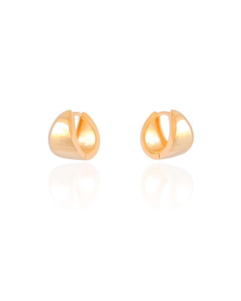 Brinco Argola Click Abaulada Lisa 1.5 cm Banhado a Ouro 18K