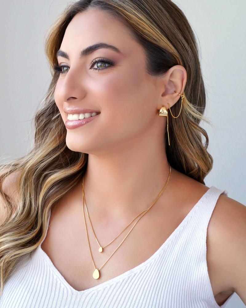 Brinco Argola Click Abaulada Lisa 1.5 cm Banhado a Ouro 18K