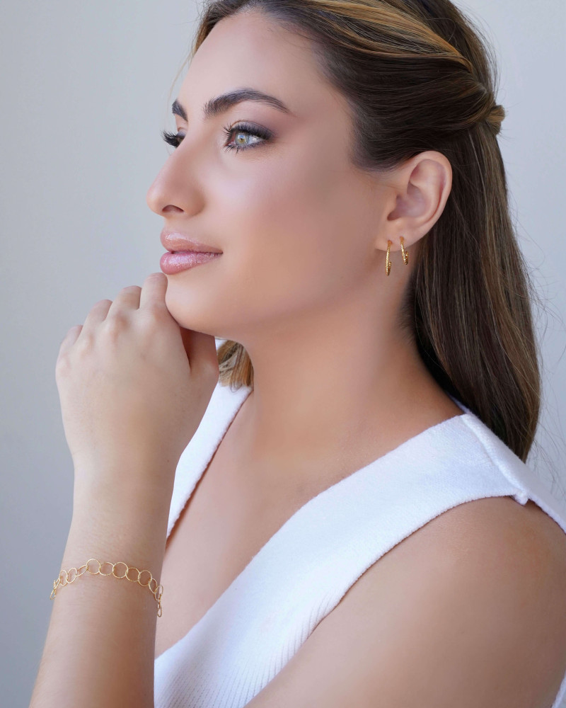 Pulseira Círculos Texturizados 8 mm Banhado a Ouro 18K