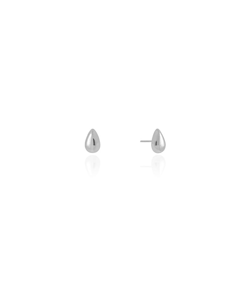 Brinco Gota Lisa 6 mm Ródio Branco