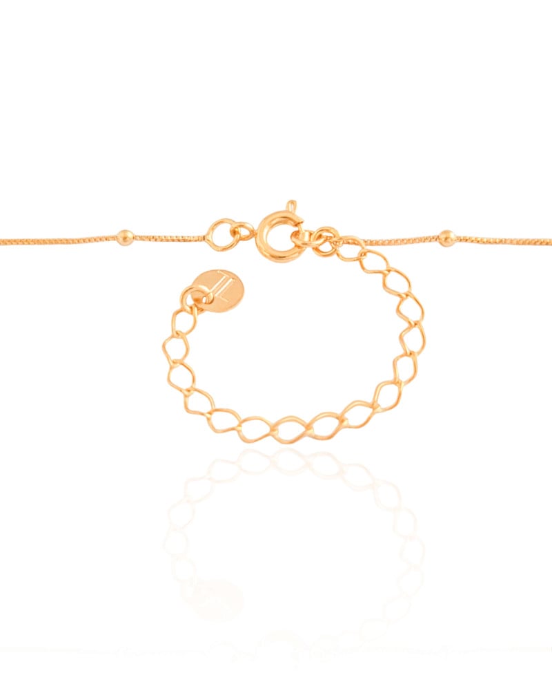 Gargantilha Veneziana Bolinhas Cruz Cravejada Cristal Banhado a Ouro 18K - 45 cm