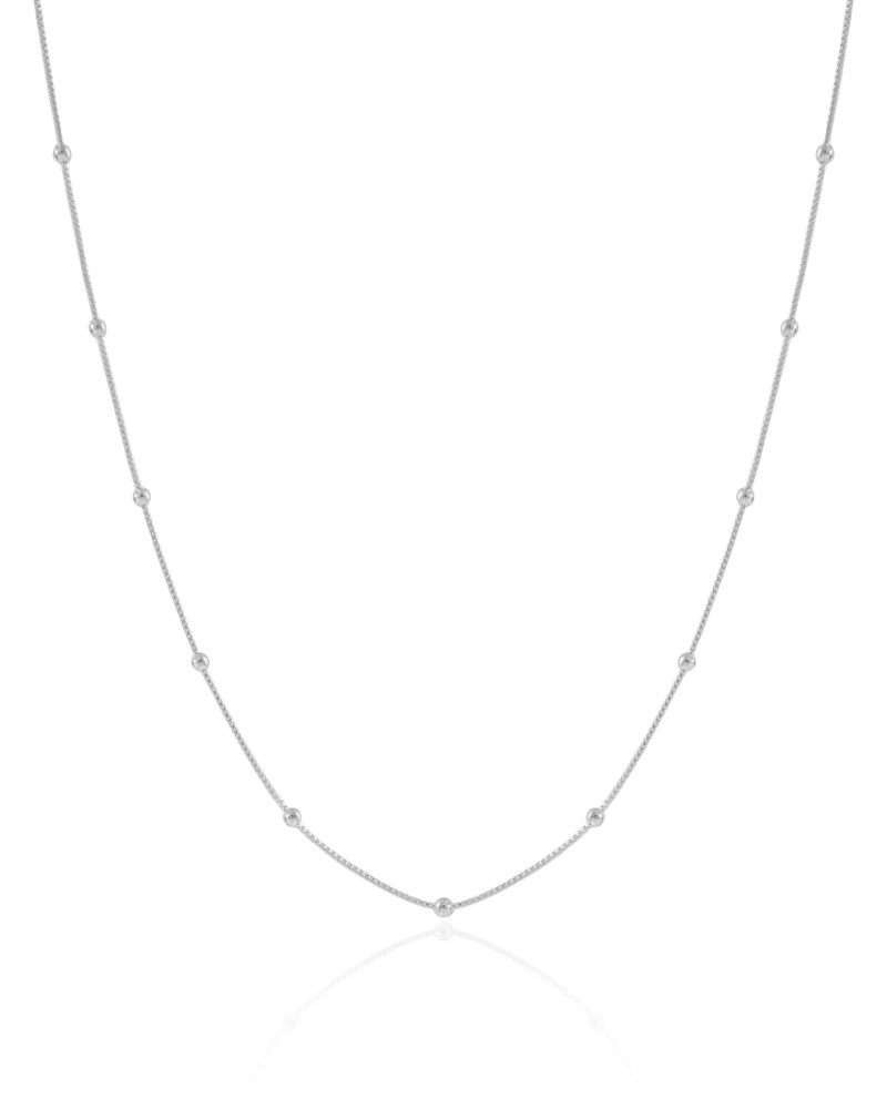 Choker Veneziana Bolinhas 2 mm Ródio Branco