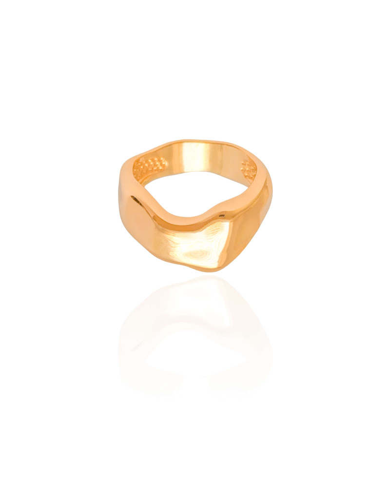 Anel Orgânico Liso Tamanho 18 Banhado a Ouro 18K