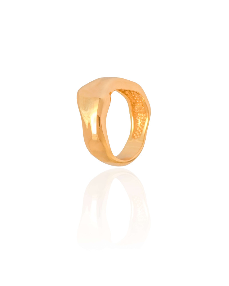 Anel Orgânico Liso Tamanho 18 Banhado a Ouro 18K