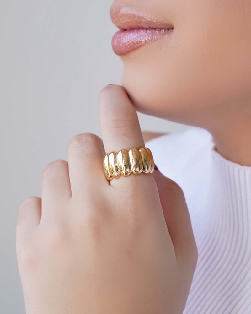 Anel Gomos Lisos Tamanho 13 Banhado a Ouro 18K