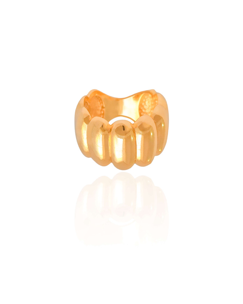 Anel Gomos Lisos Tamanho 15 Banhado a Ouro 18K