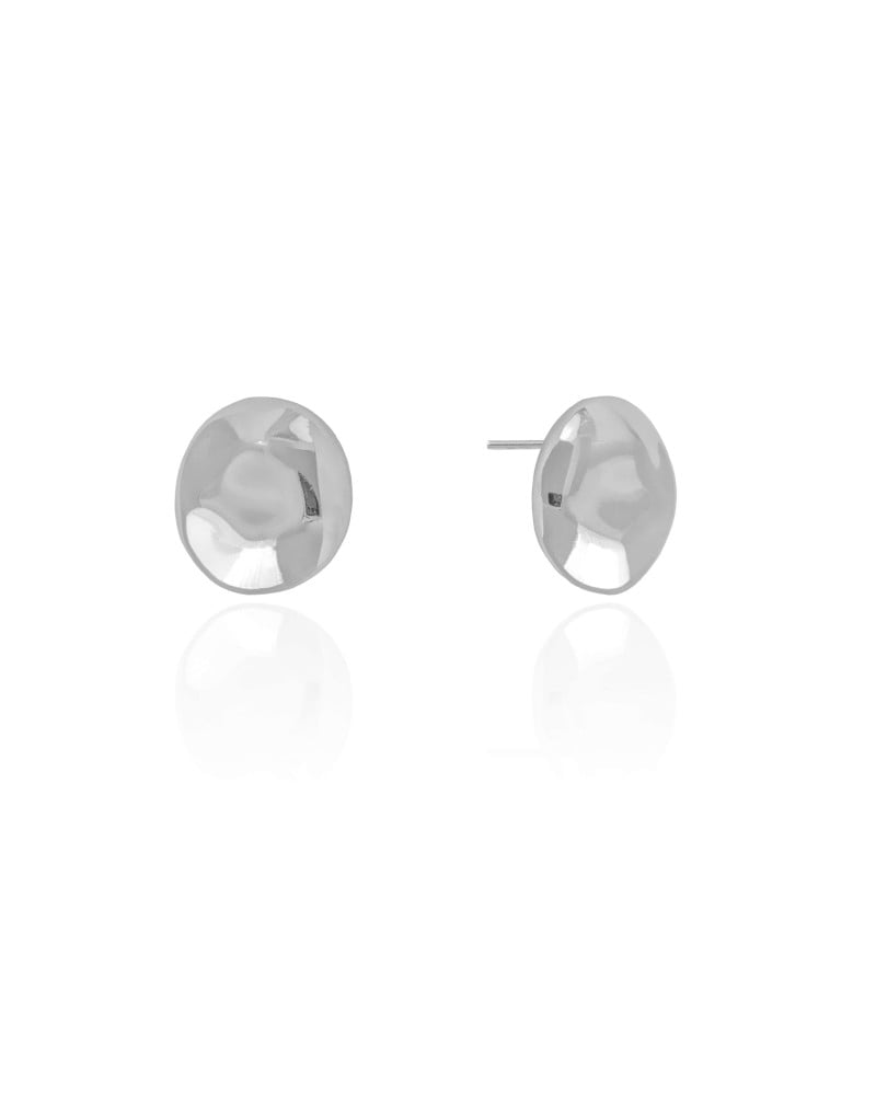 Brinco Orgânico Martelado 1.5 cm Ródio Branco