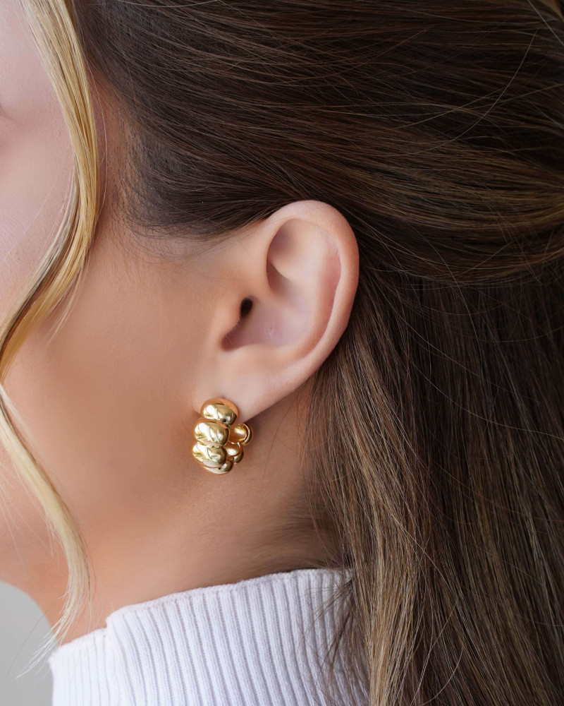 Brinco Argola Gomos Lisos 2.0 cm Banhado a Ouro 18K