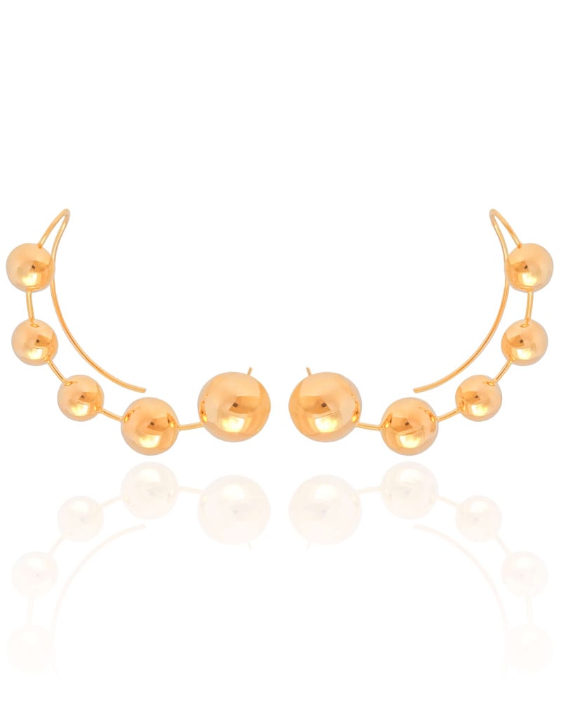 Ear Cuff Bolas Lisas Banhado a Ouro 18K