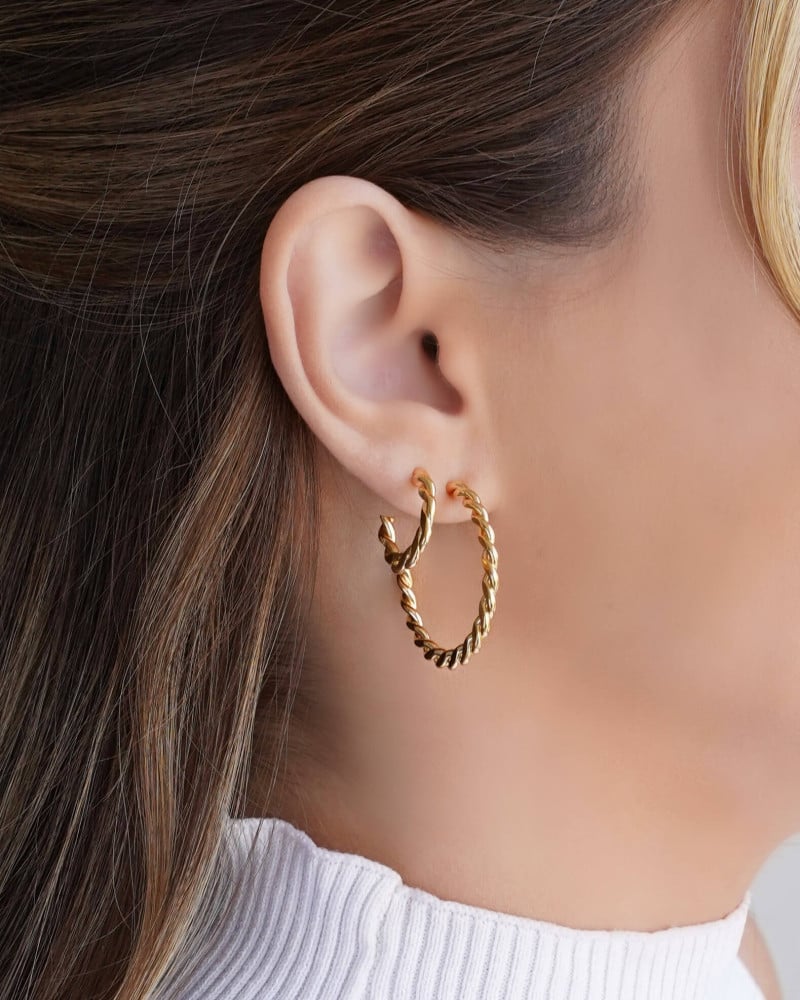 Brinco Argola Torcida 3.1 cm Banhado a Ouro 18K