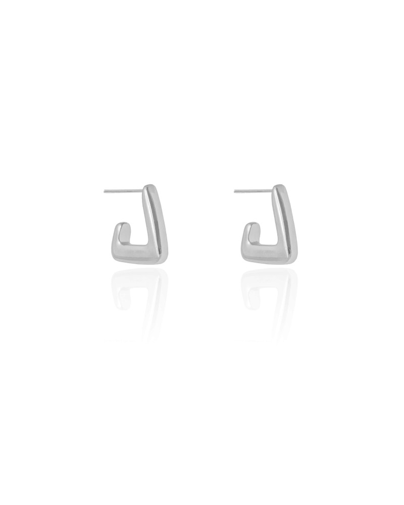 Brinco Argola Triangular Lisa 1.4 cm Ródio Branco