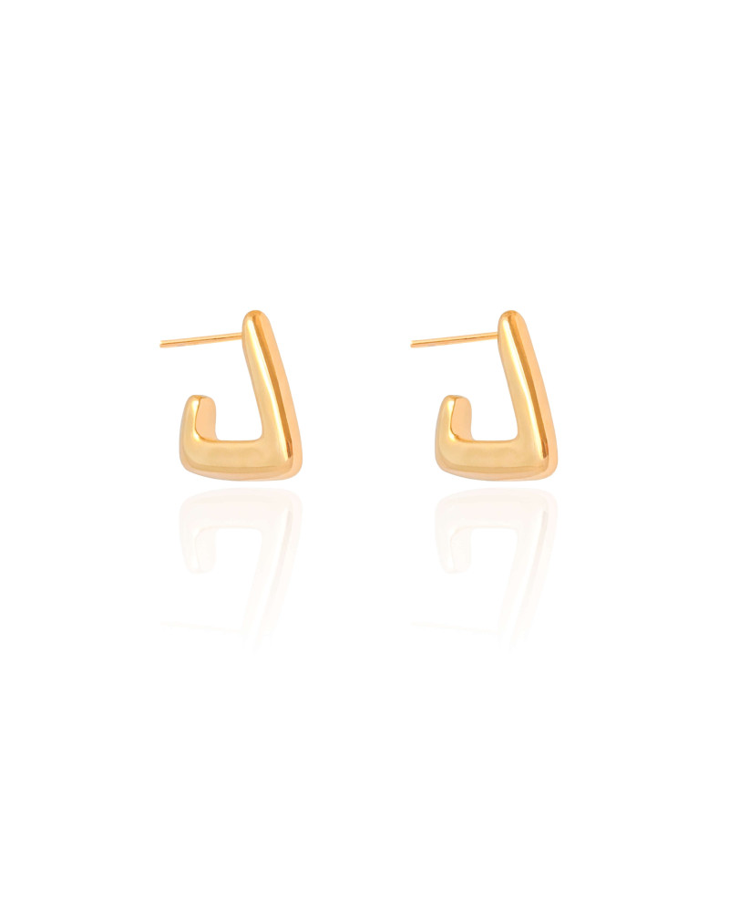 Brinco Argola Triangular Lisa 1.6 cm Banhado a Ouro 18K