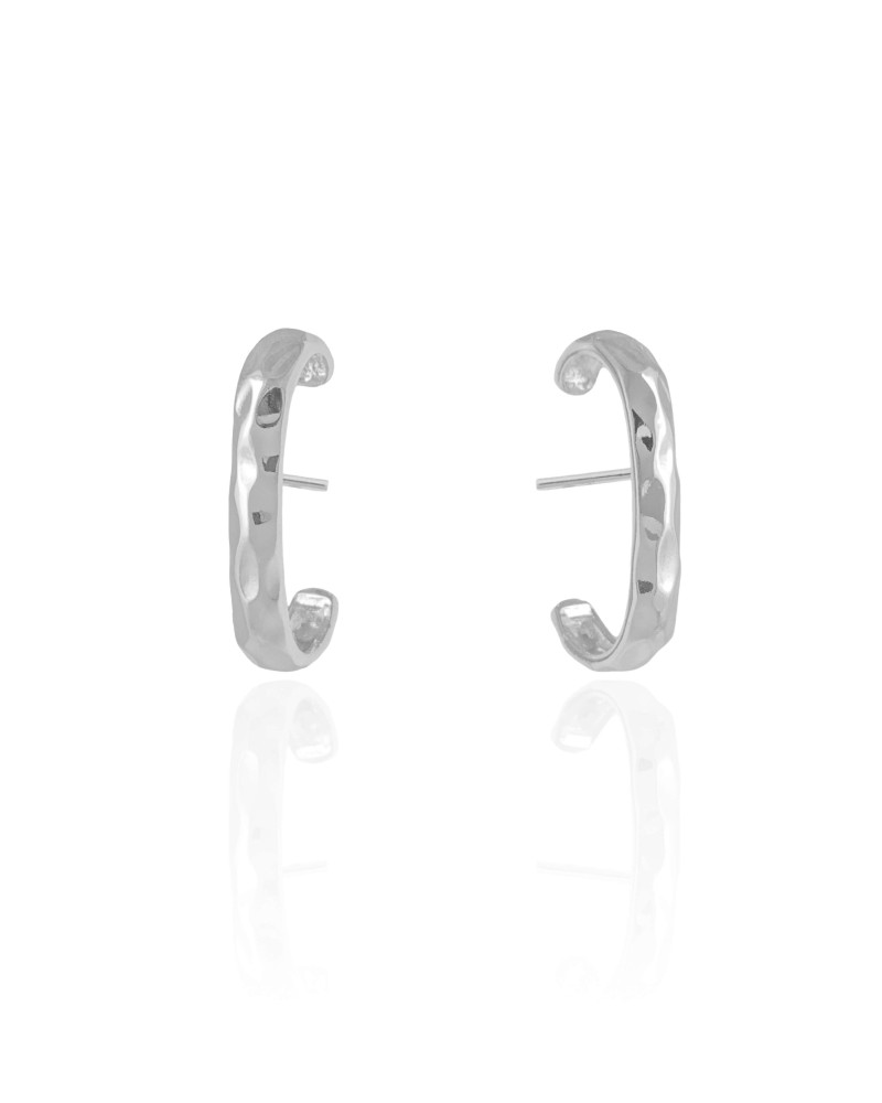 Ear Hook Martelado Ródio Branco