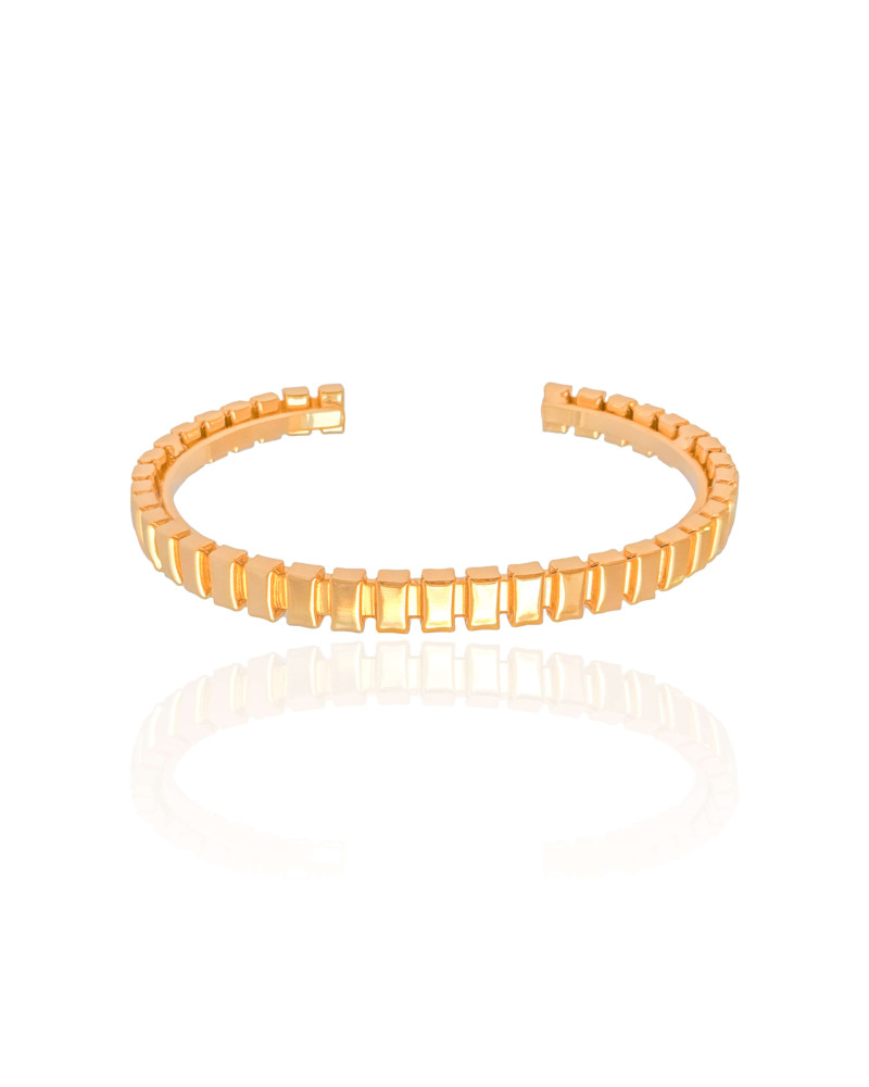 Bracelete Tratorado 6 mm Banhado a Ouro 18K