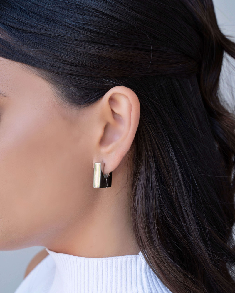 Brinco Argola Quadrada Lisa 1.9 cm Ródio Branco