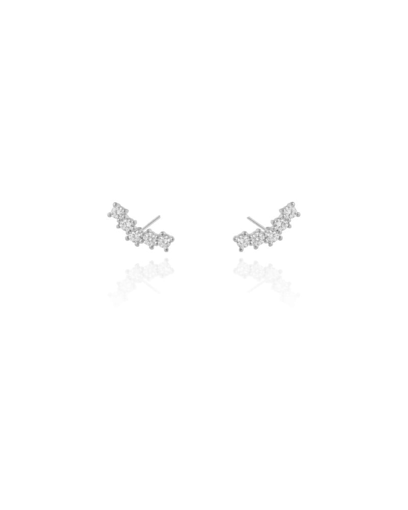 Ear Cuff Pontos de Luz Cravejado Cristal Ródio Branco