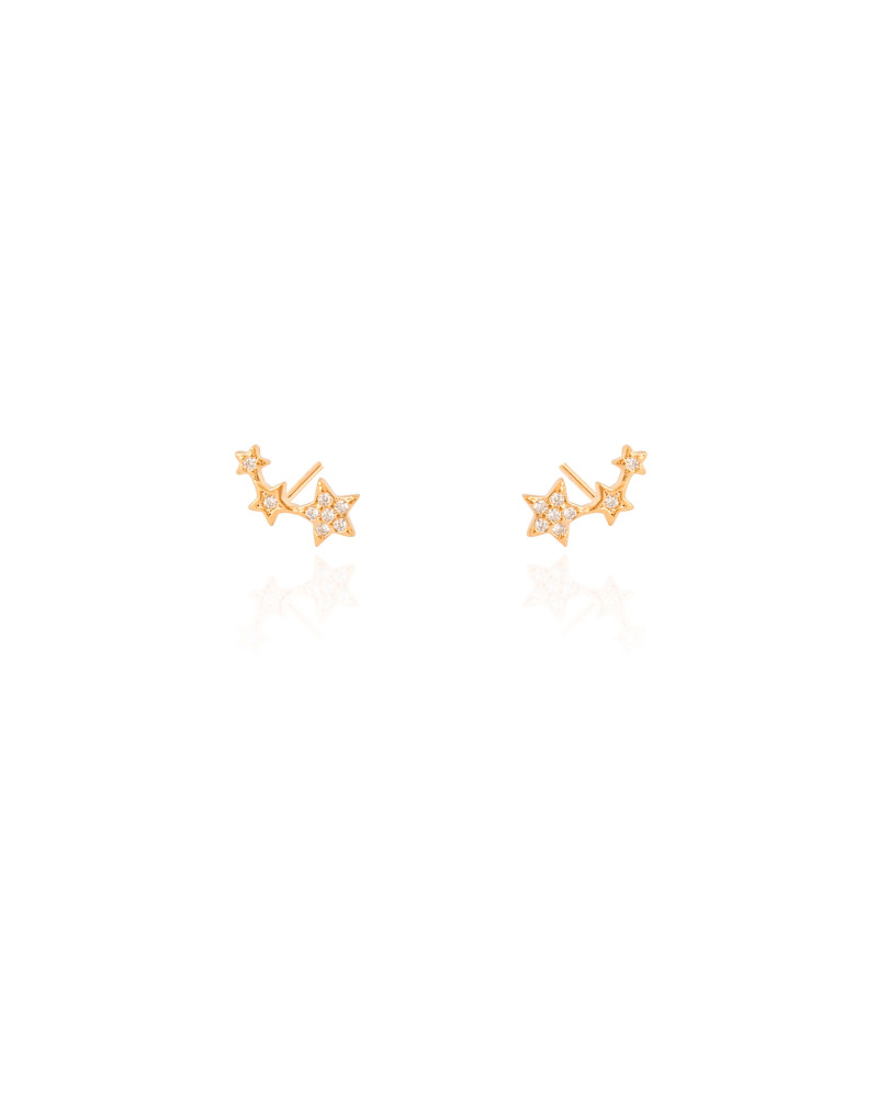 Ear Cuff Estrelas Cravejadas Cristal Banhado a Ouro 18K