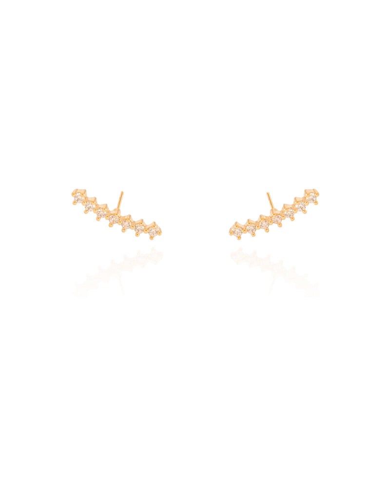 Ear Cuff Cravejado Cristal Banhado a Ouro 18K
