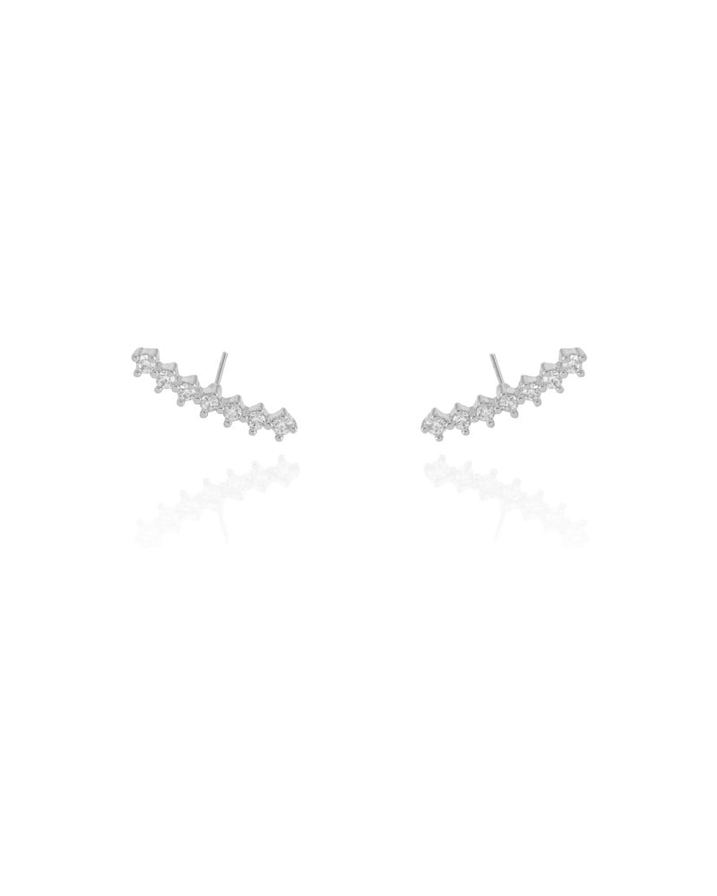 Ear Cuff Cravejado Cristal Ródio Branco