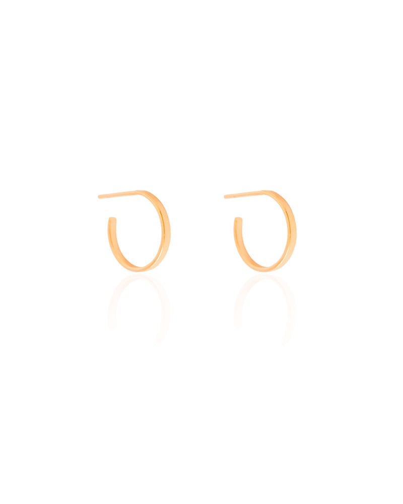Brinco Argola Reta Lisa 1.4 cm Banhado a Ouro 18K