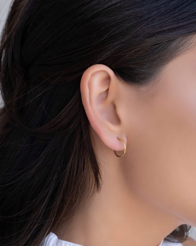 Brinco Argola Reta Lisa 1.4 cm Banhado a Ouro 18K