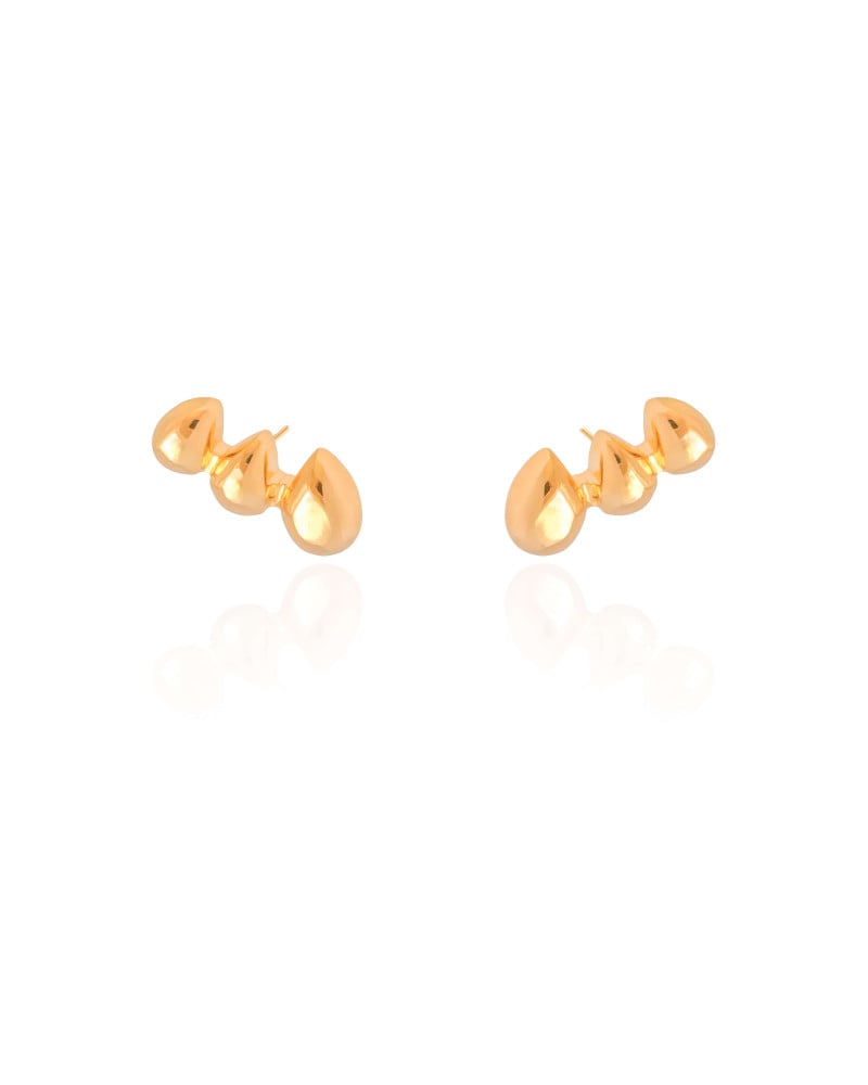 Ear Cuff Gotas Lisas Banhado a Ouro 18K