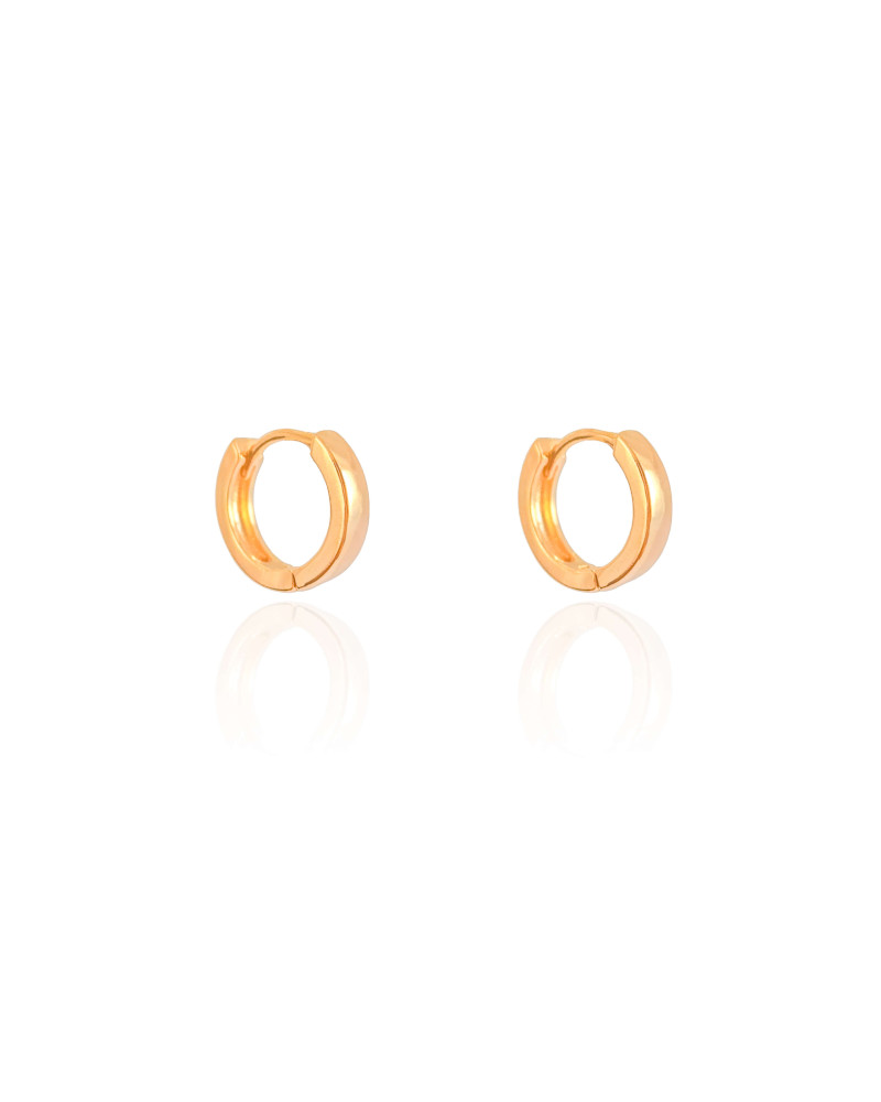 Brinco Argola Click Reta Lisa 1.3 cm Banhado a Ouro 18K