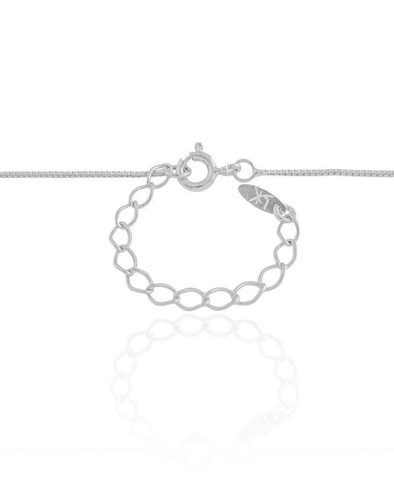 Gargantilha Veneziana Letra G Cravejada Cristal Ródio Branco - 45 cm