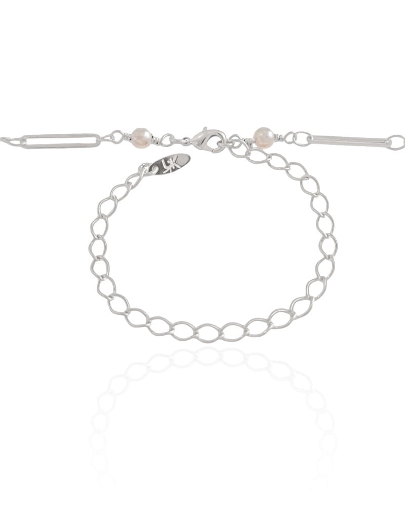 Choker Elos com Pérolas Ródio Branco - 32 cm
