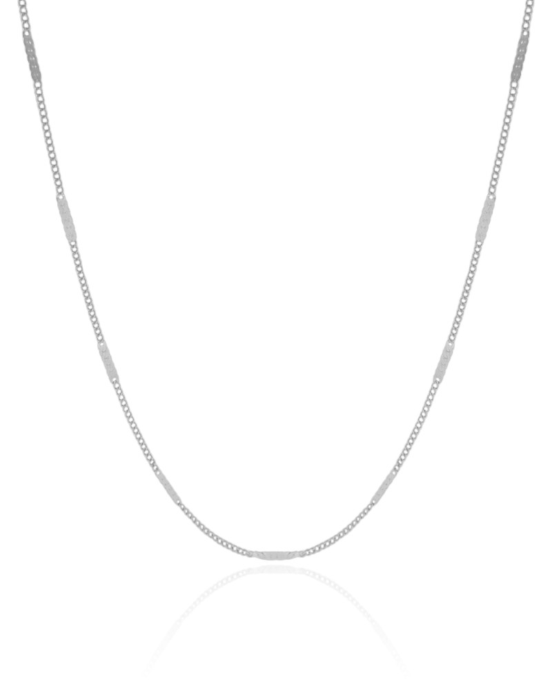 Choker Grumet Achatada Ródio Branco - 33 cm