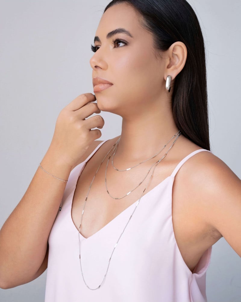 Pulseira Grumet Achatada Ródio Branco