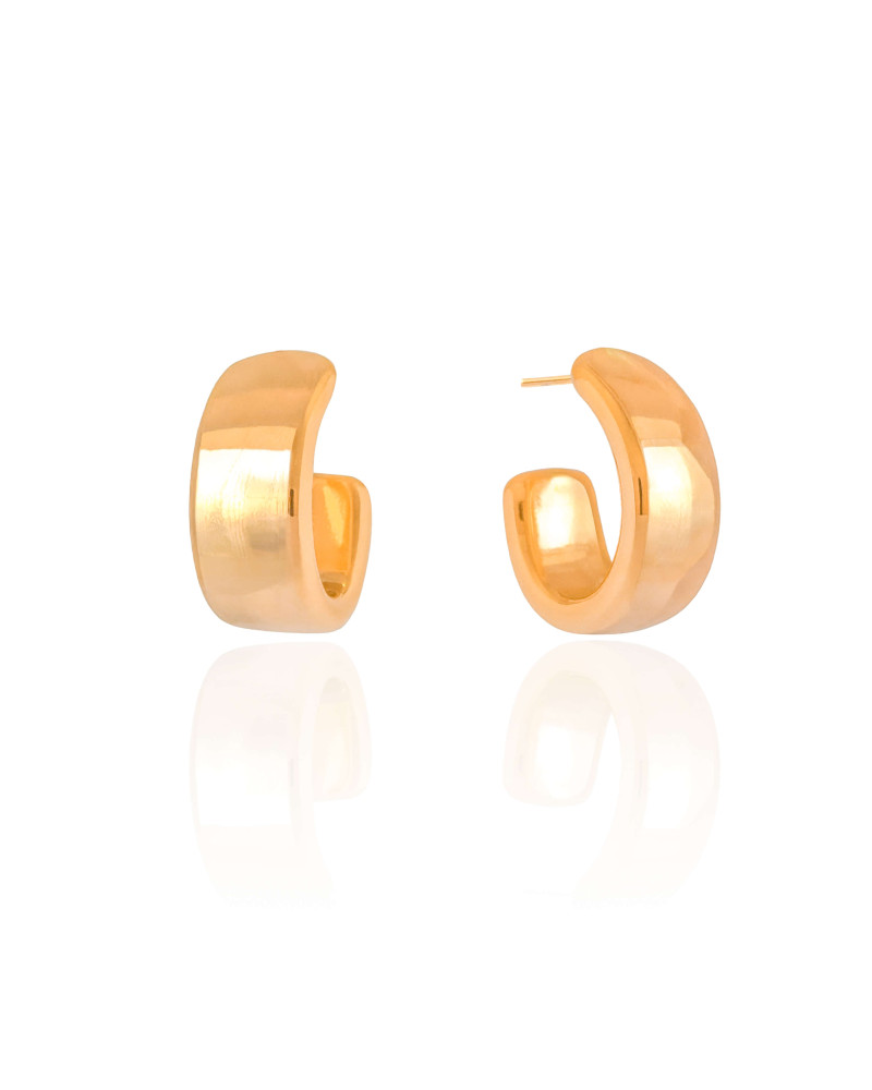 Brinco Argola Oval Lisa 2.2 cm Banhado a Ouro 18K