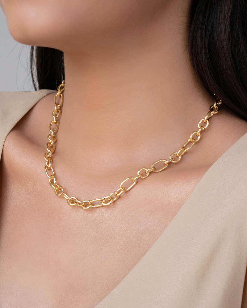 Gargantilha Elos Ovais 8 mm Banhado a Ouro 18K  - 45 cm