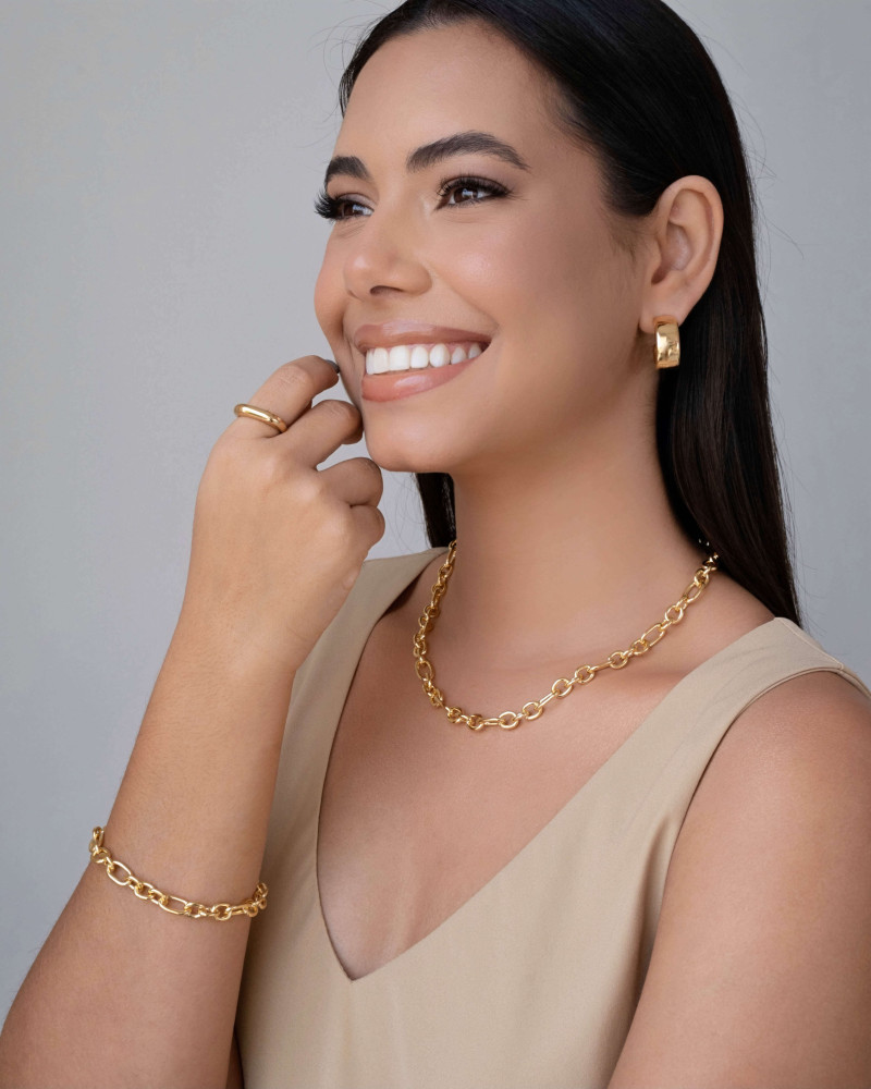 Gargantilha Elos Ovais 8 mm Banhado a Ouro 18K  - 45 cm