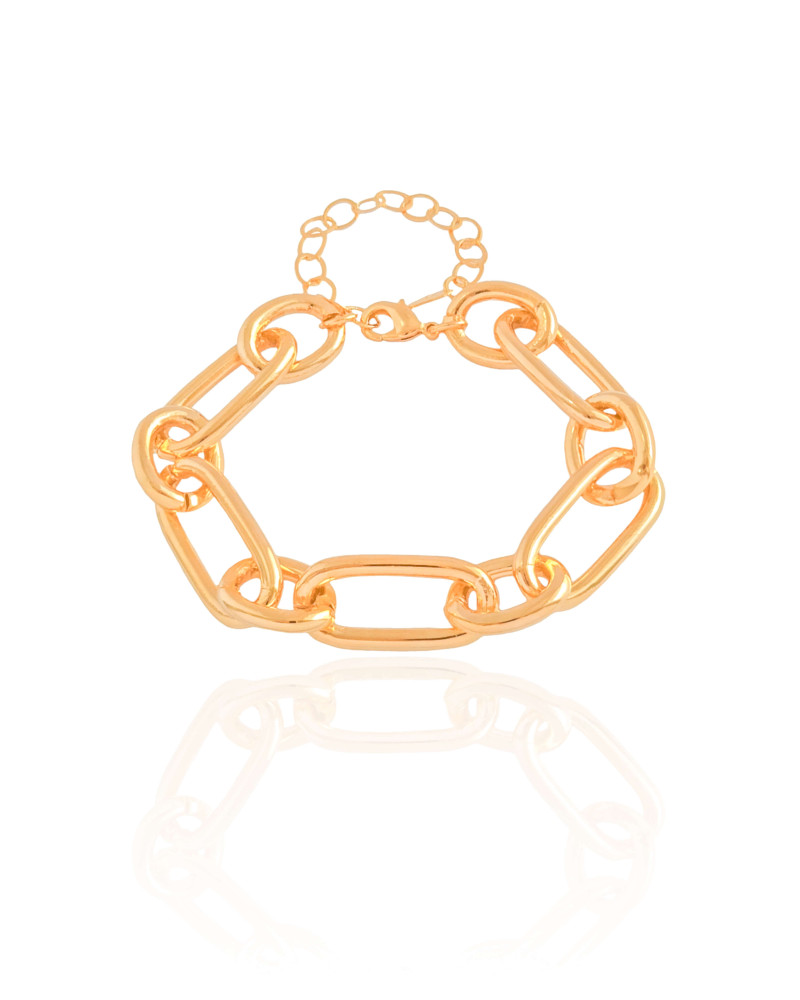 Pulseira Elos Ovais 12 mm Banhado a Ouro 18K