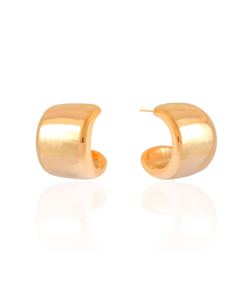 Brinco Meia Argola Lisa 2.2 cm Banhado a Ouro 18K