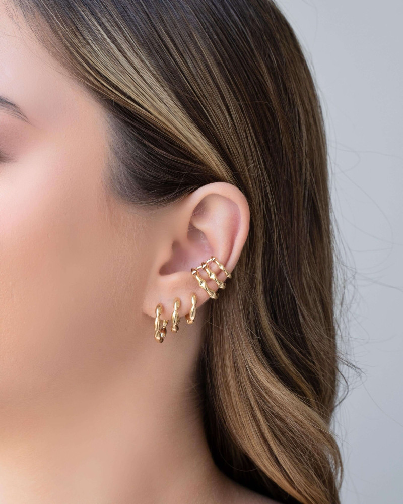 Trio de Argolas Gomos Lisos Banhado a Ouro 18K