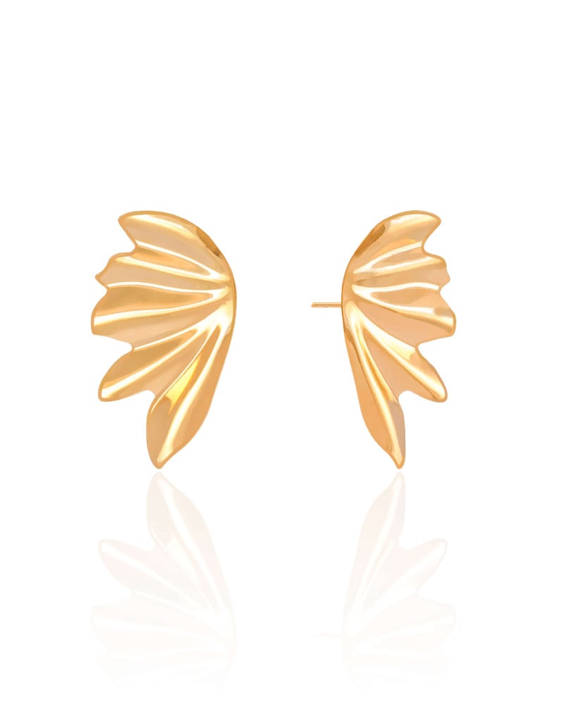 Brinco Asa Lisa 3.3 cm Banhado a Ouro 18K