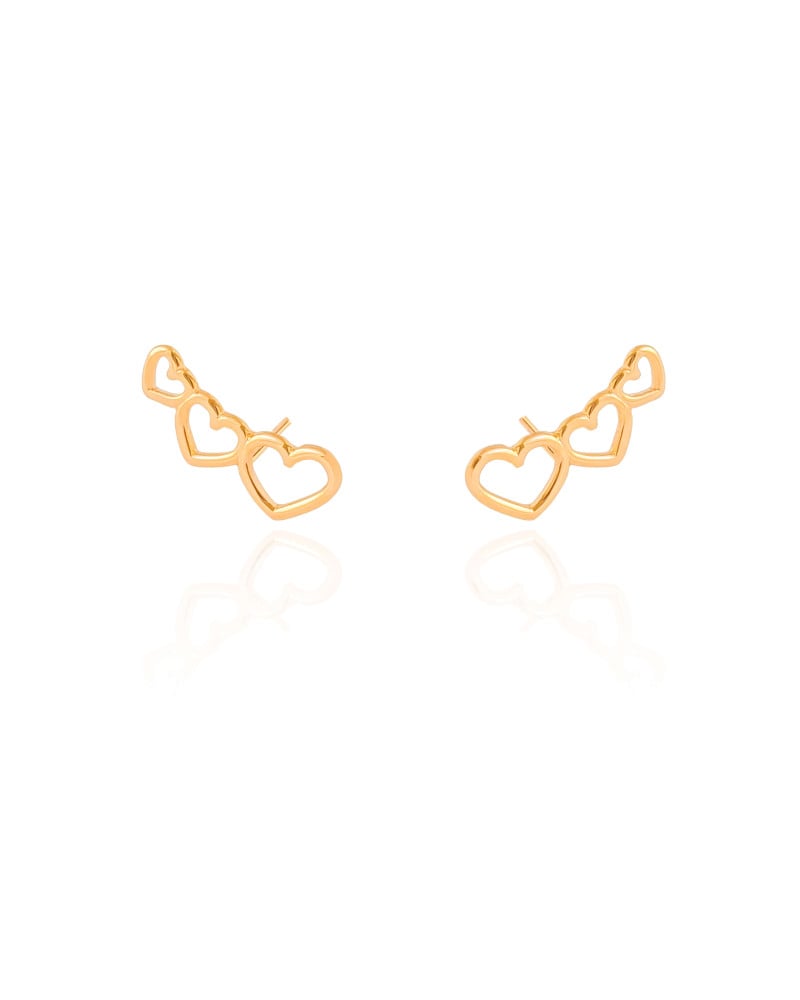 Ear Cuff Corações Vazados 2.3 cm Banhado a Ouro 18K