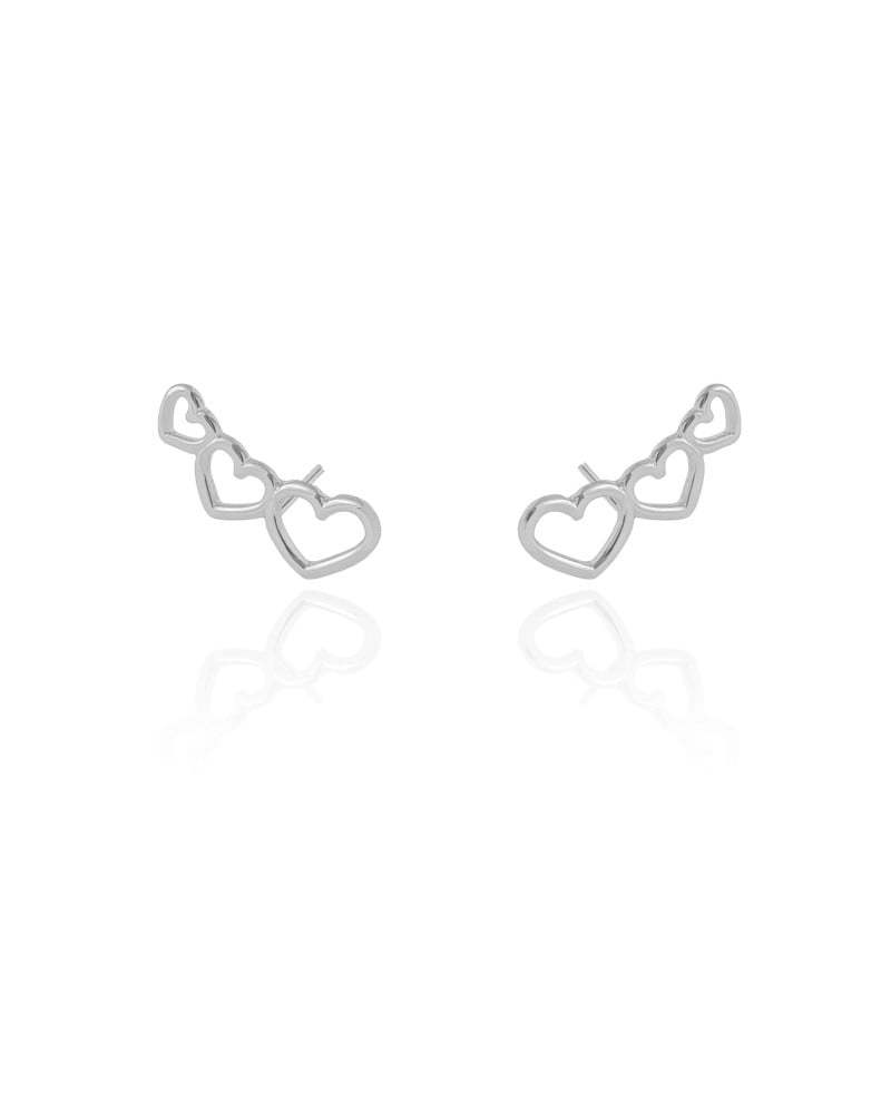 Ear Cuff Corações Vazados 2.3 cm Ródio Branco